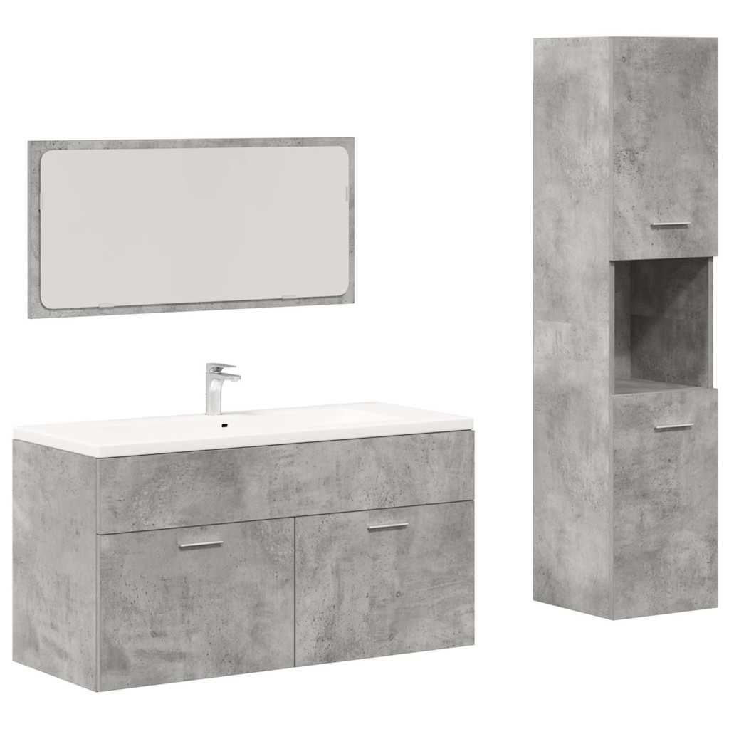 Ensemble de meubles de salle de bain 3 pcs gris béton