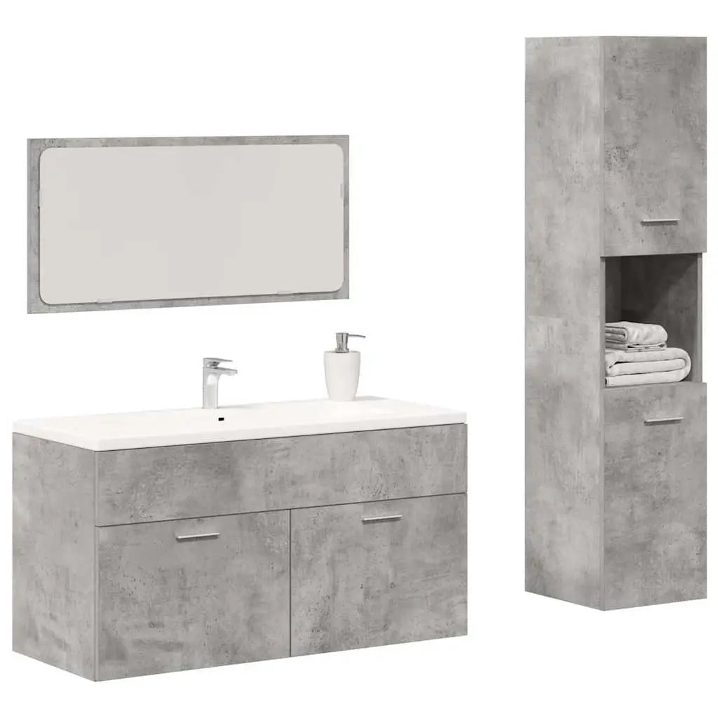 Ensemble de meubles de salle de bain 3 pcs gris béton - XIOS