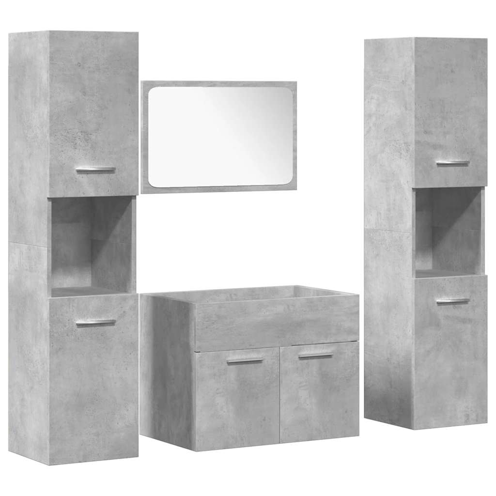 Ensemble de meubles de salle de bain 4 pcs gris béton