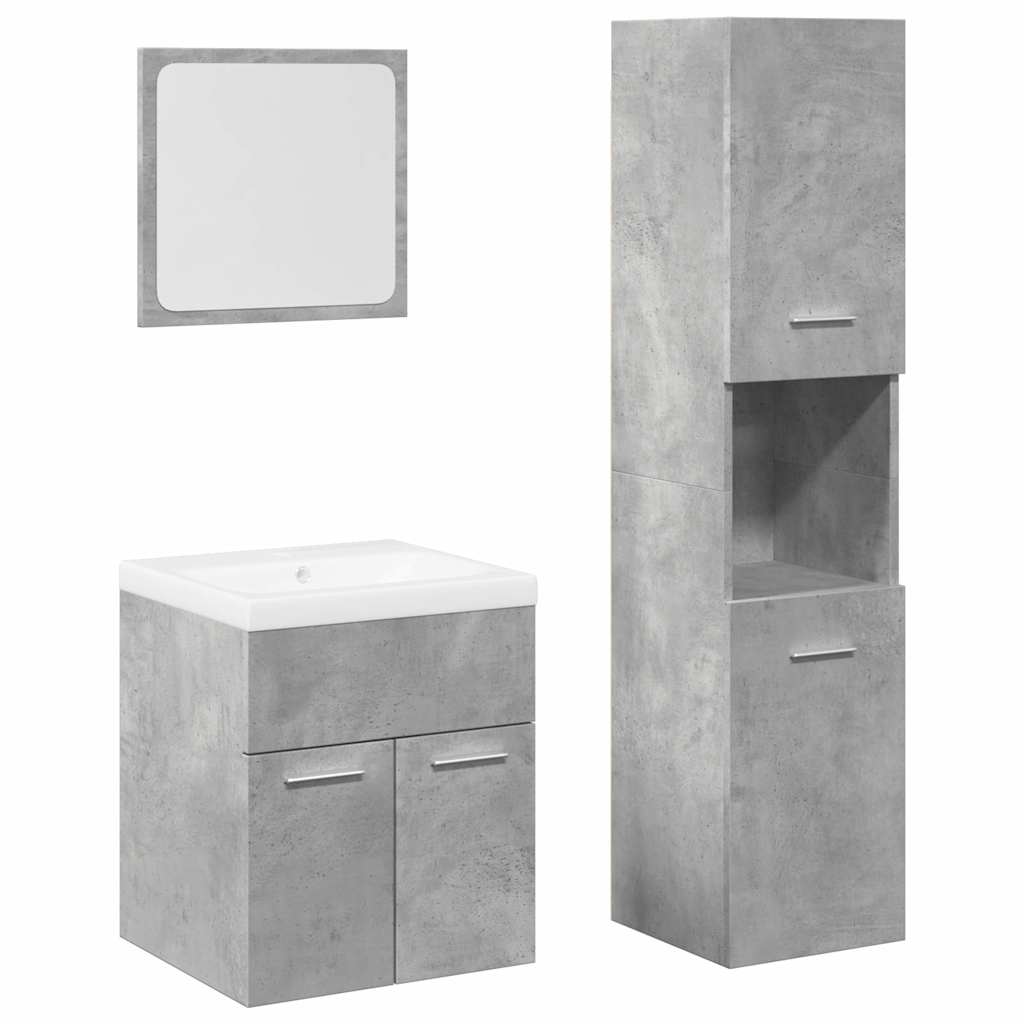 Ensemble de meubles de salle de bain 4 pcs gris béton