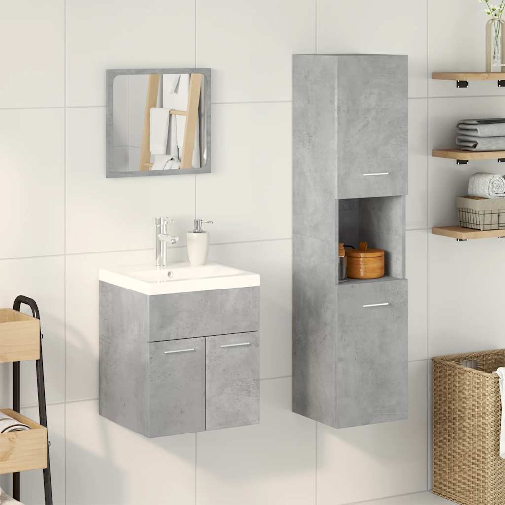 Ensemble de meubles de salle de bain 4 pcs gris béton