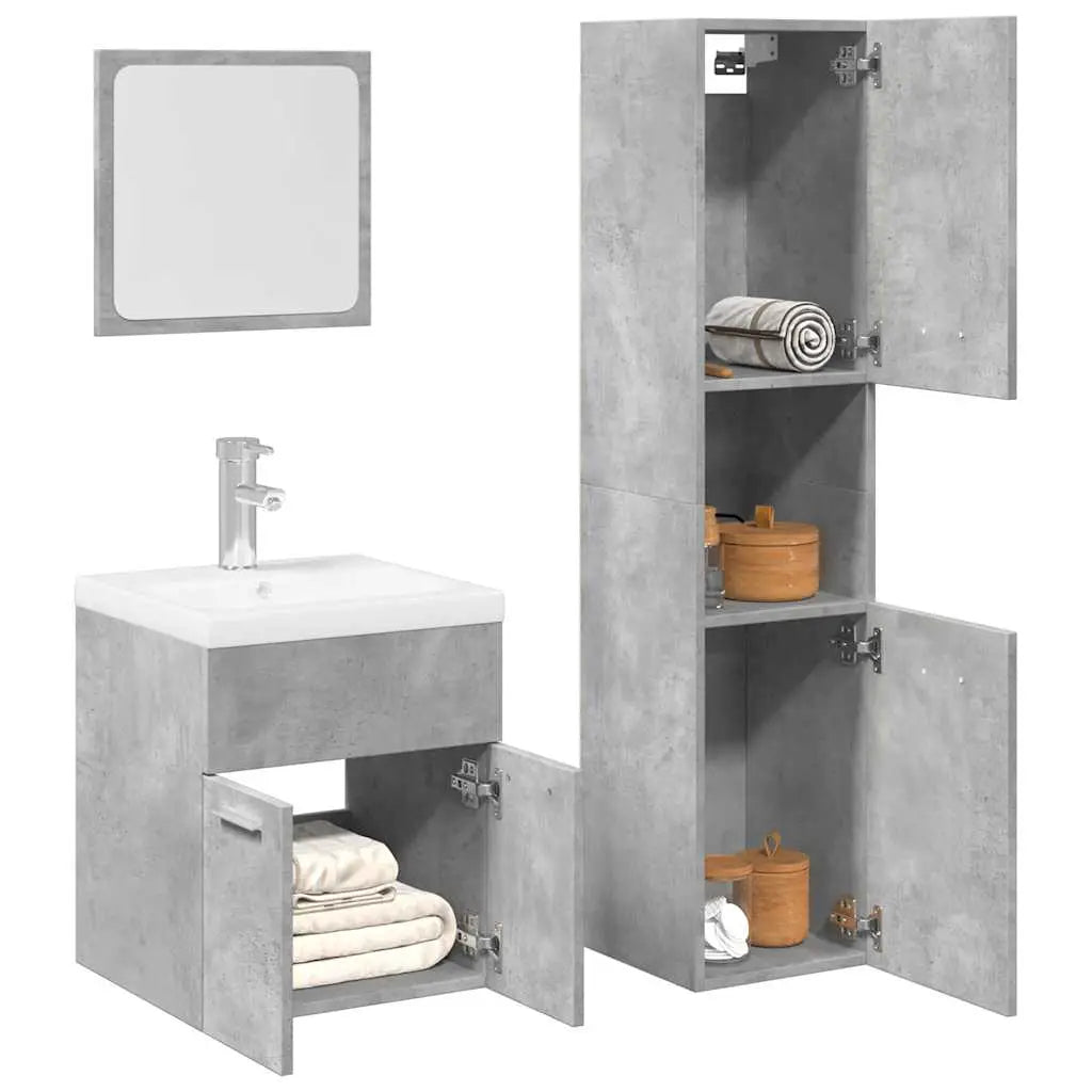 Ensemble de meubles de salle de bain 4 pcs gris béton - XIOS
