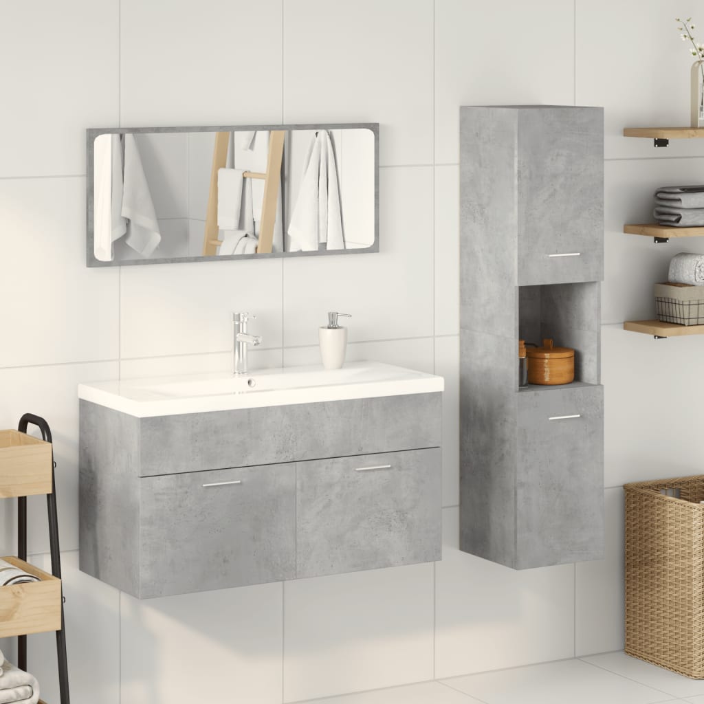 Ensemble de meubles de salle de bain 4 pcs gris béton
