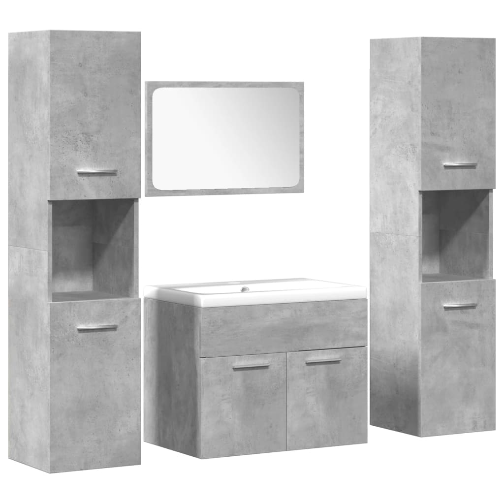 Ensemble de meubles de salle de bain 4 pcs gris béton