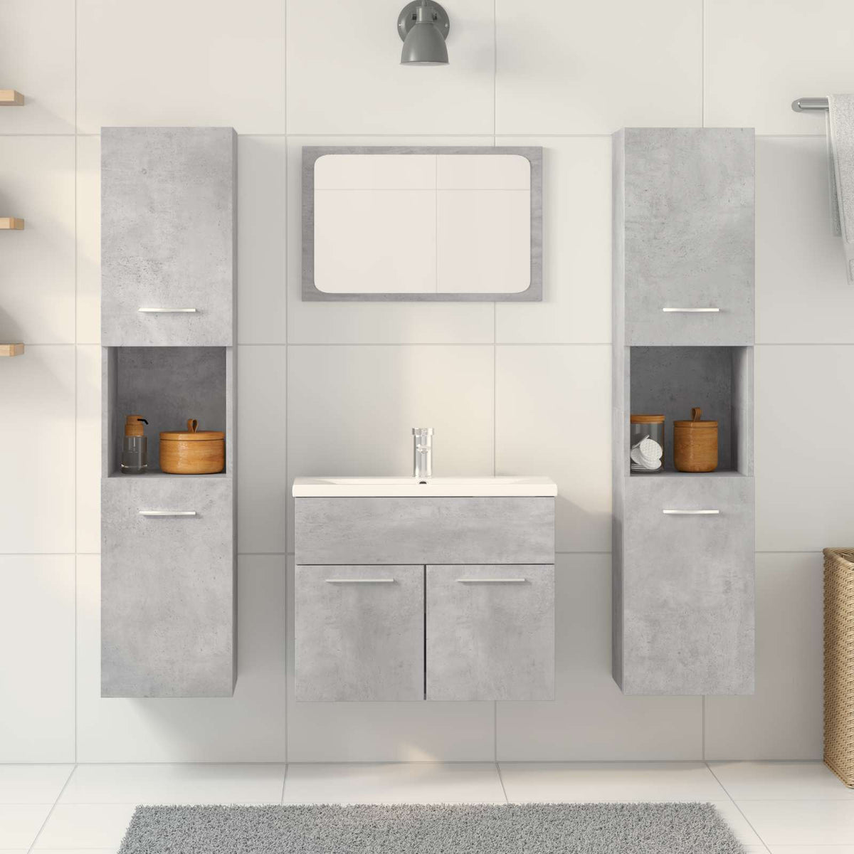 Ensemble de meubles de salle de bain 4 pcs gris béton