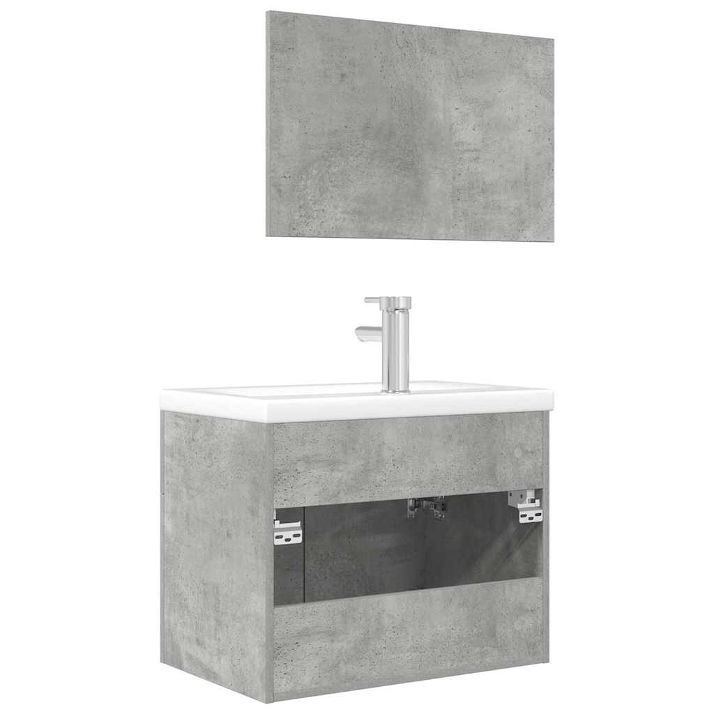 Ensemble de meubles de salle de bain 3 pcs gris béton