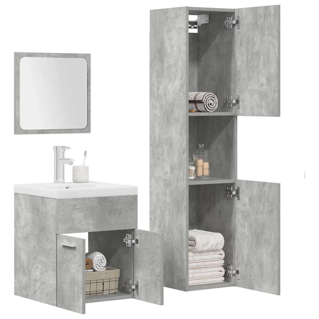 Ensemble de meubles de salle de bain 4 pcs gris béton