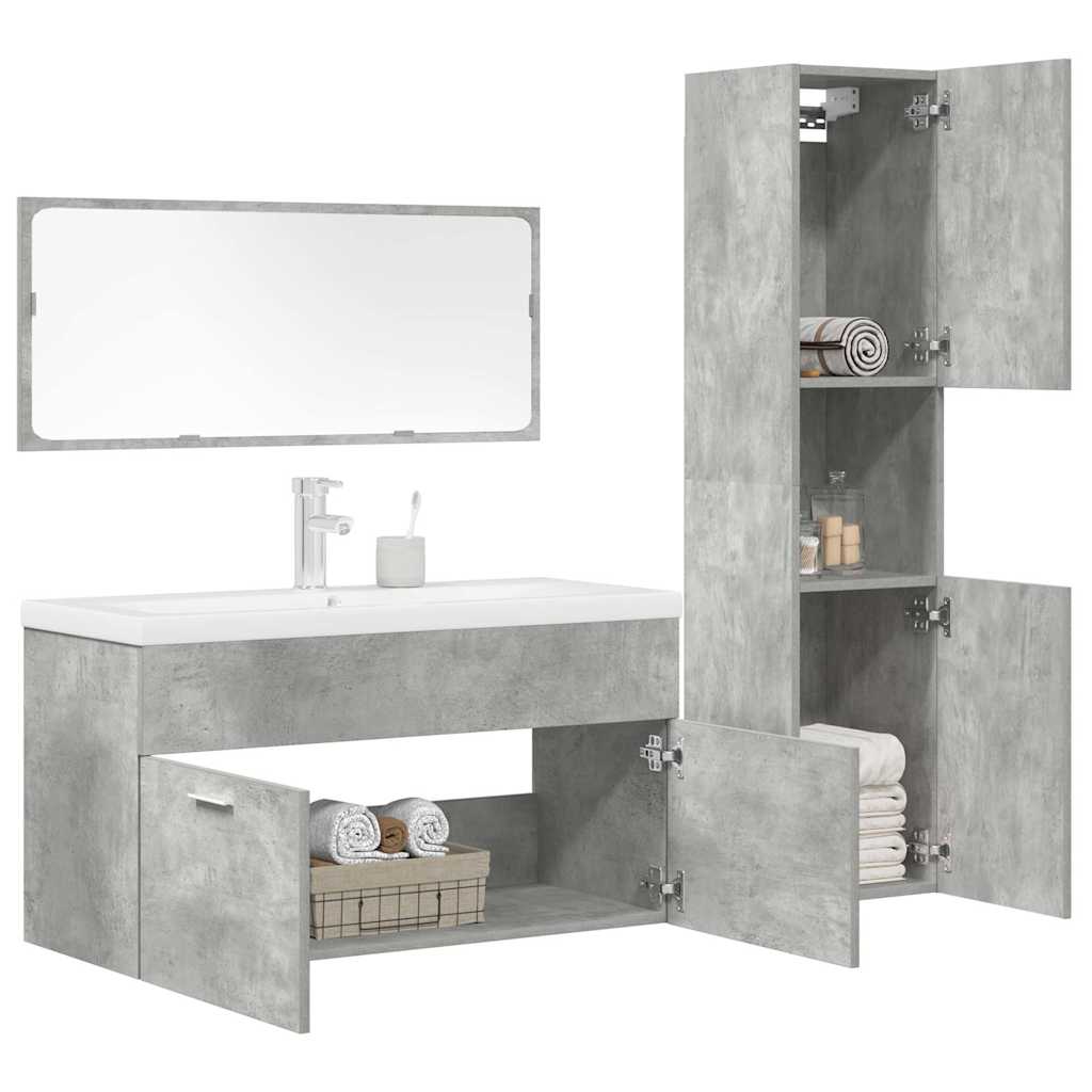 Ensemble de meubles de salle de bain 4 pcs gris béton