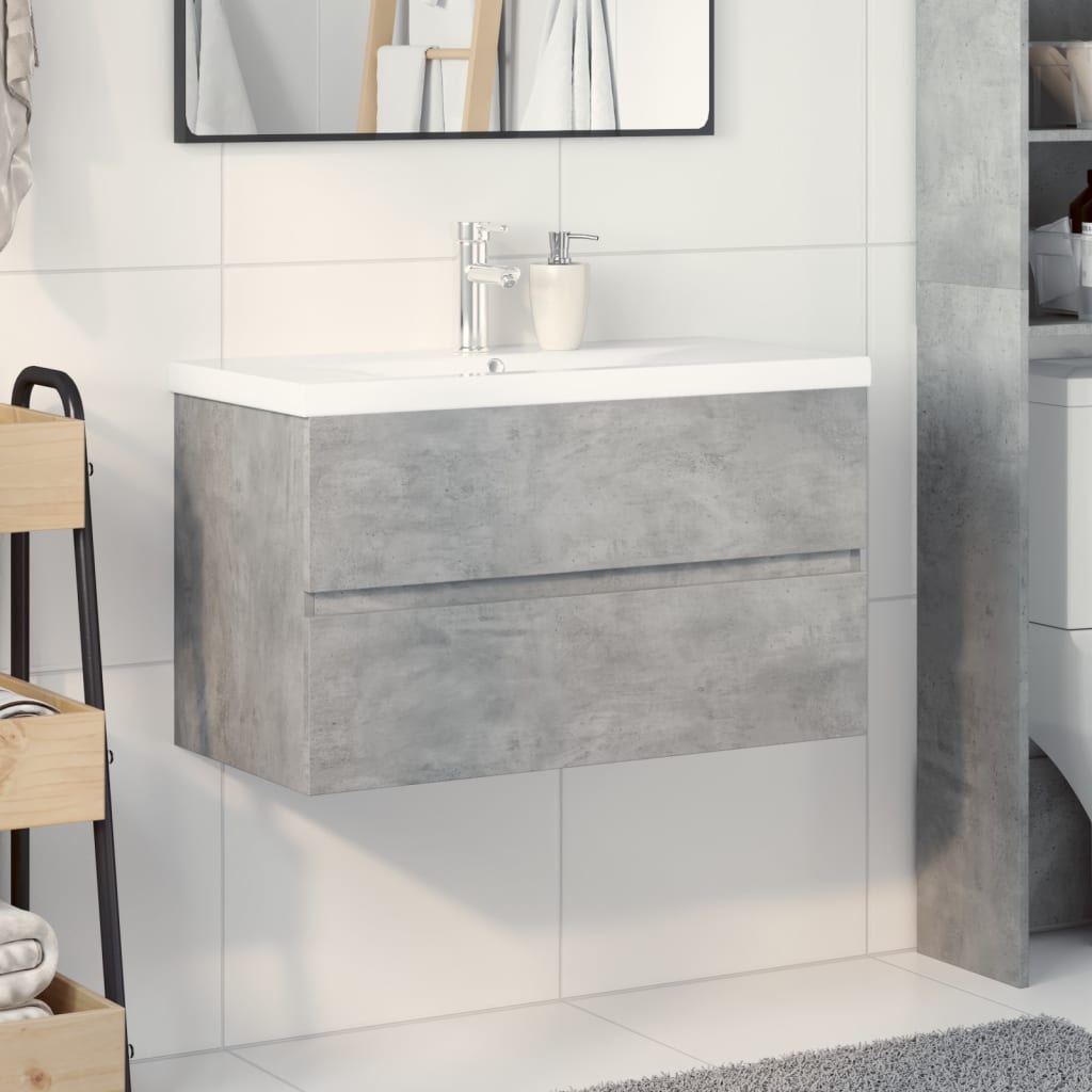 Ensemble de meubles de salle de bain 2 pcs gris béton