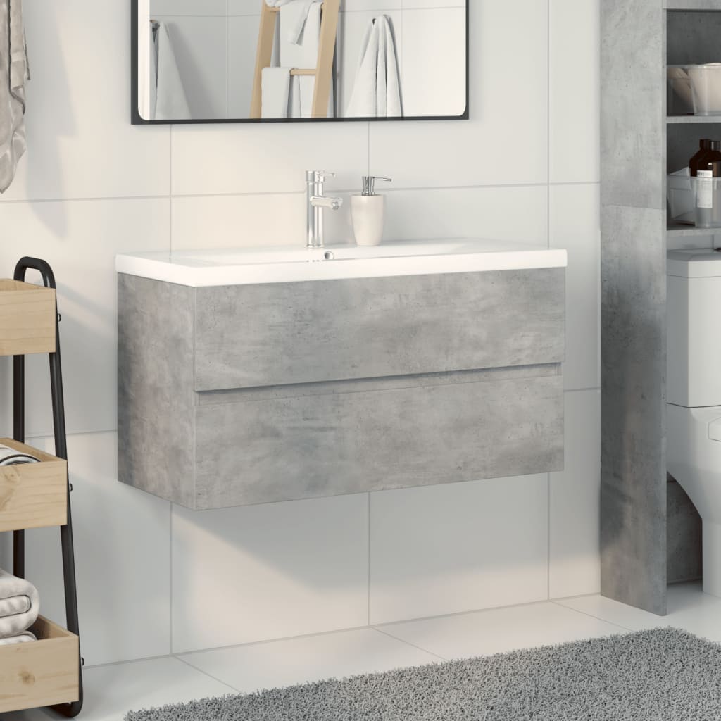 Ensemble de meubles de salle de bain 2 pcs gris béton