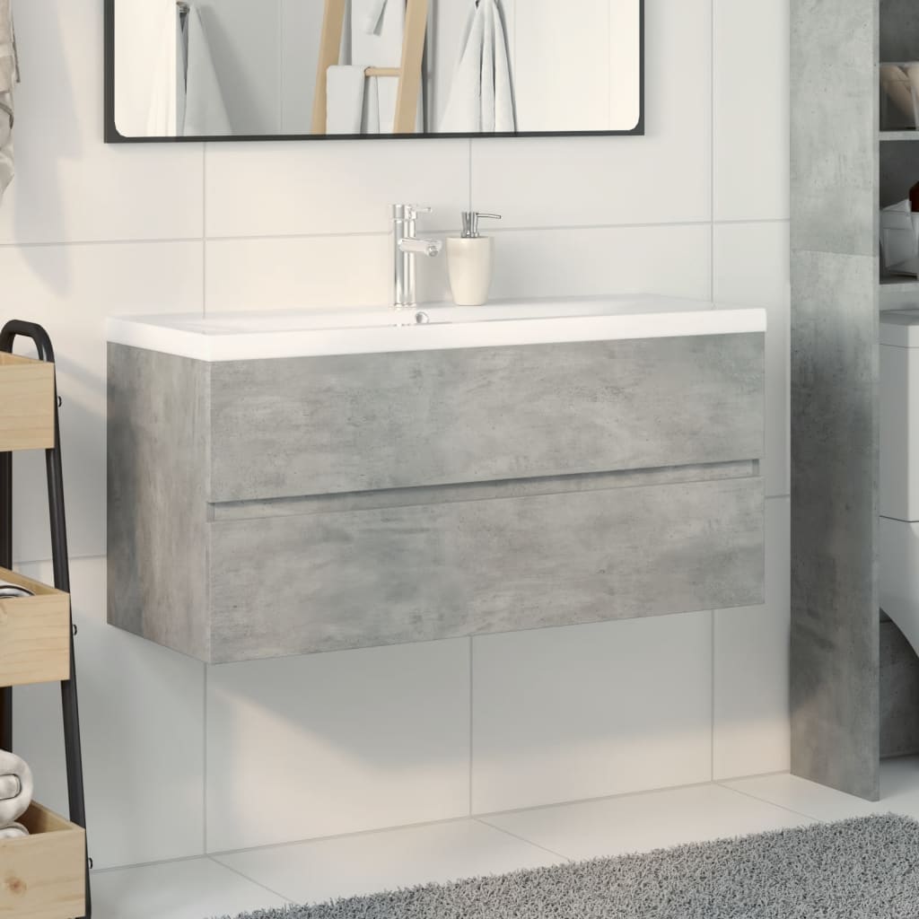Ensemble de meubles de salle de bain 2 pcs gris béton