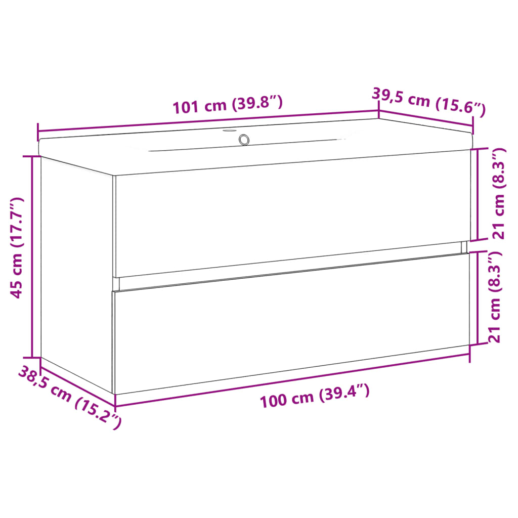 Ensemble de meubles de salle de bain 2 pcs gris béton