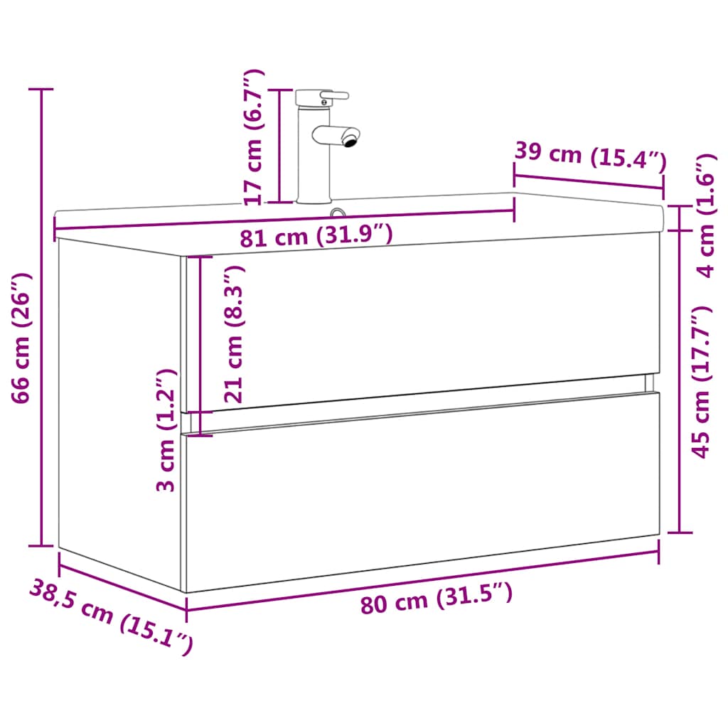 Ensemble de meubles de salle de bain 2 pcs gris béton