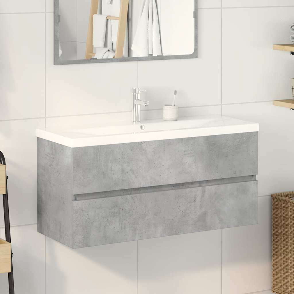 Ensemble de meubles de salle de bain 2 pcs gris béton