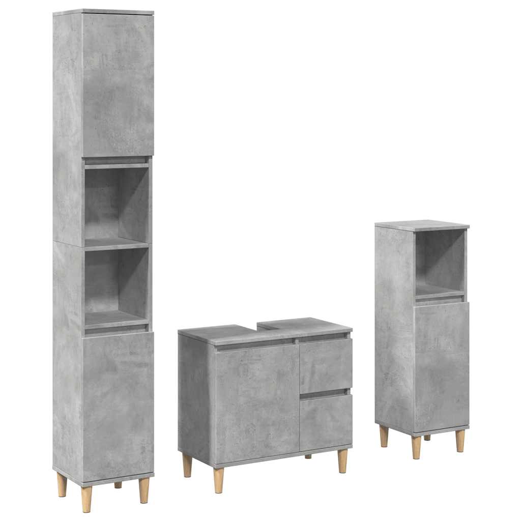 Ensemble de meubles de salle de bain 3 pcs gris béton