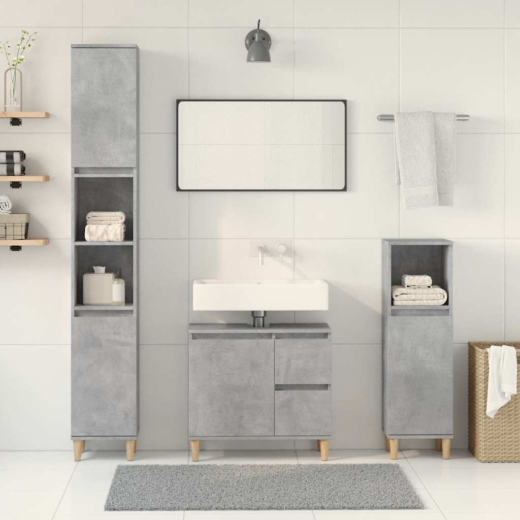 Ensemble de meubles de salle de bain 3 pcs gris béton
