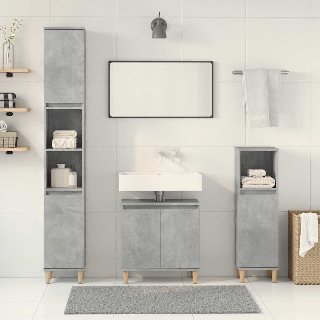 Ensemble de meubles de salle de bain 3 pcs gris béton