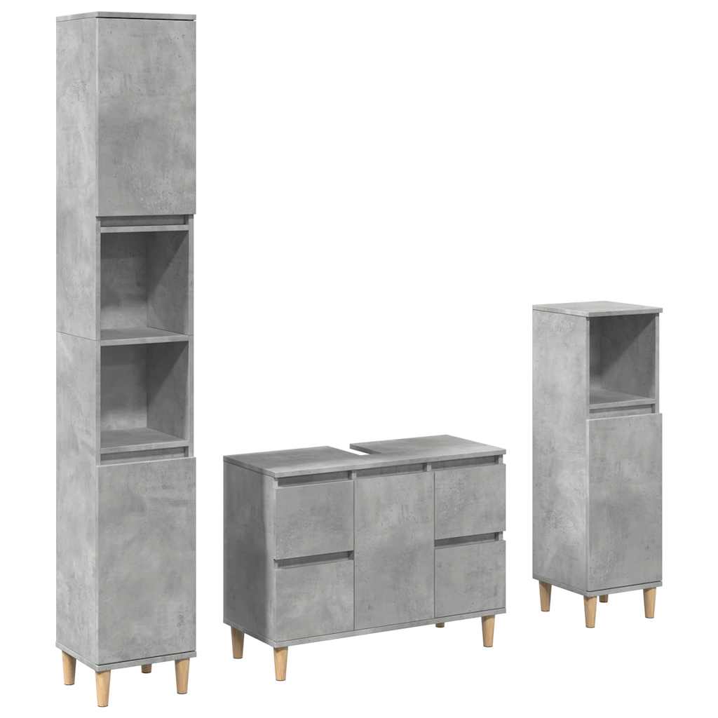 Ensemble de meubles de salle de bain 3 pcs gris béton