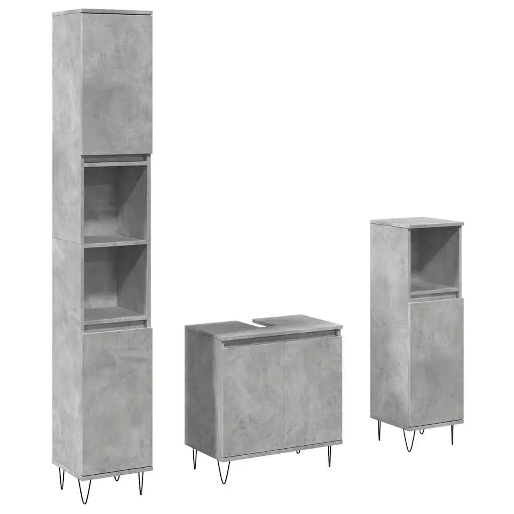 Ensemble de meubles de salle de bain 3 pcs gris béton - XIOS