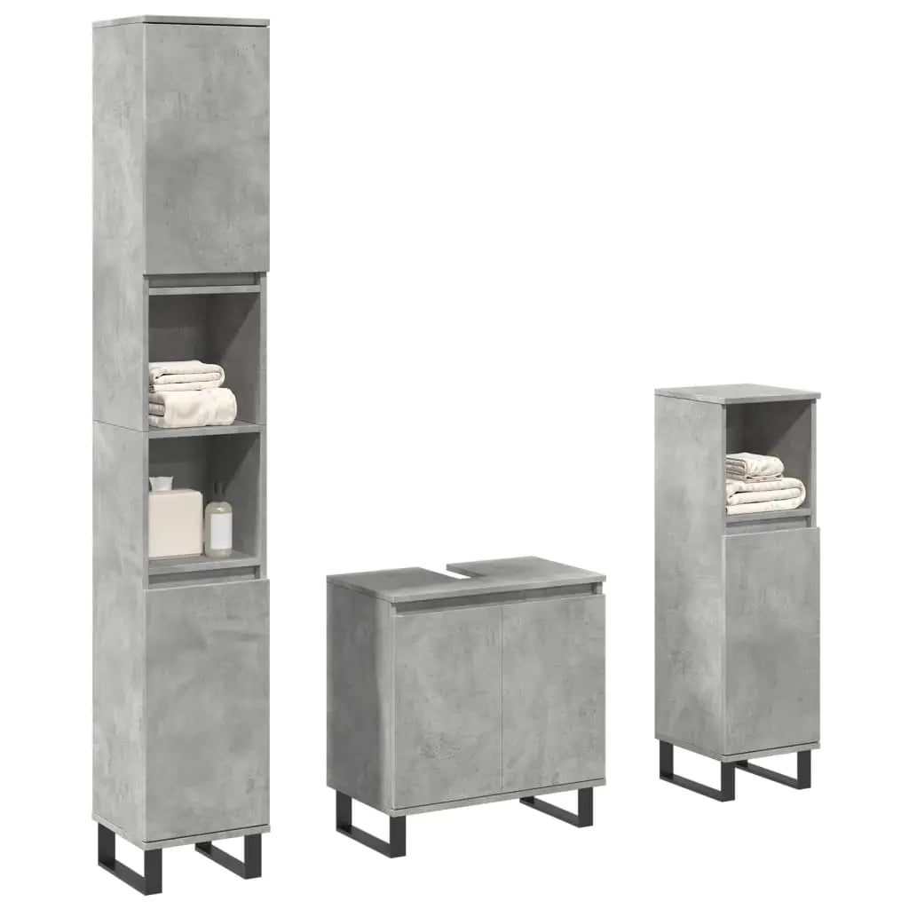 Ensemble de meubles de salle de bain 3 pcs gris béton - XIOS