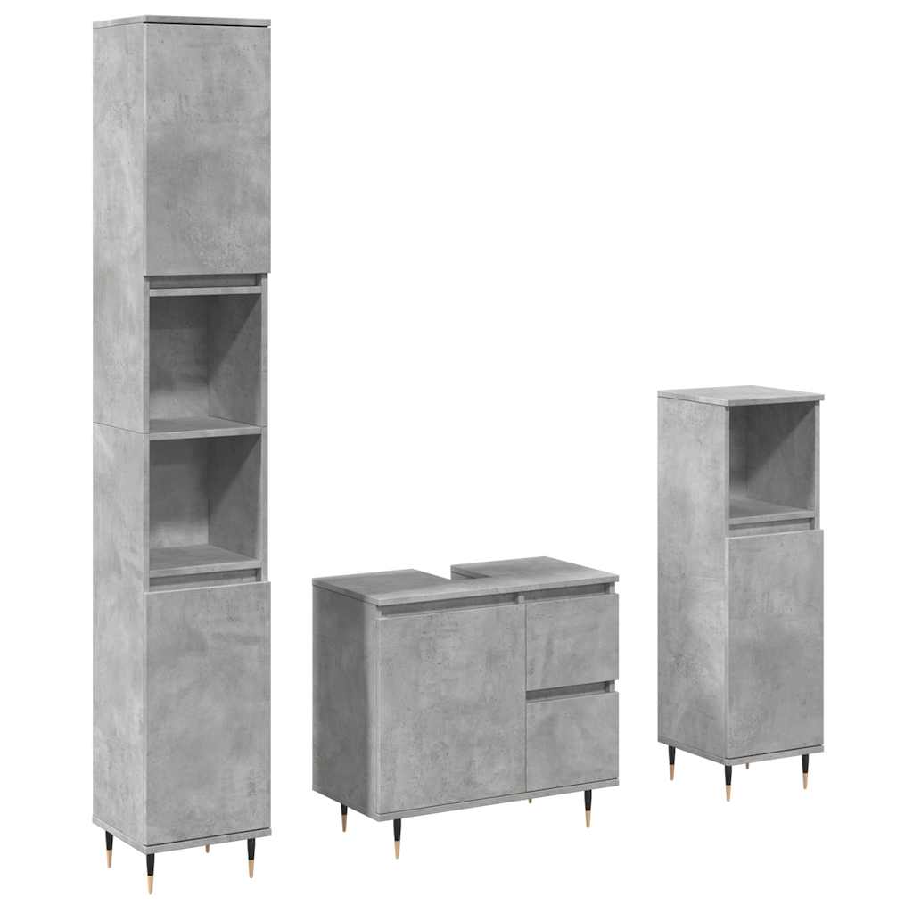 Ensemble de meubles de salle de bain 3 pcs gris béton