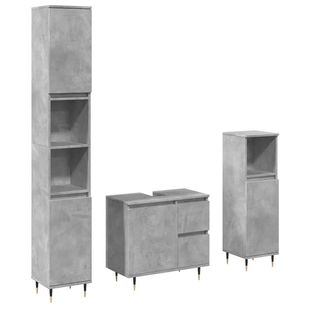 Ensemble de meubles de salle de bain 3 pcs gris béton - XIOS