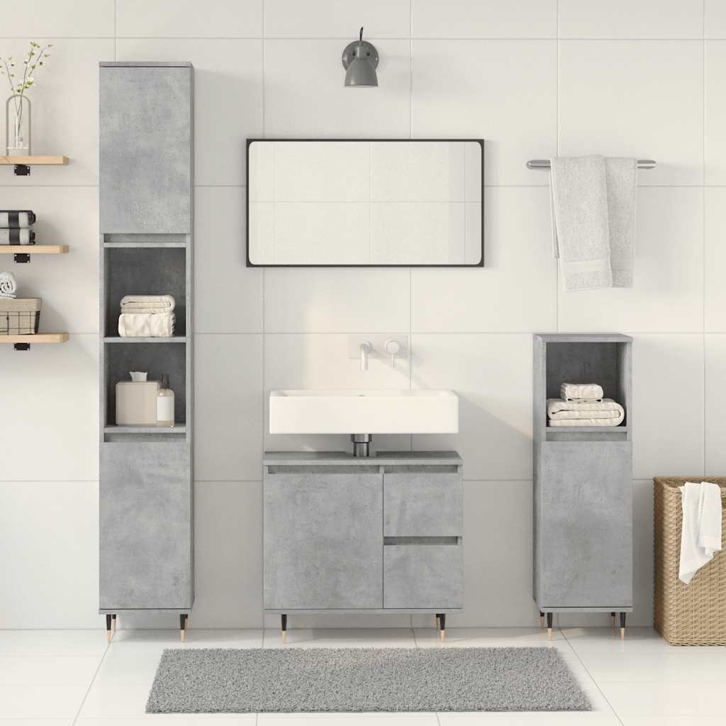Ensemble de meubles de salle de bain 3 pcs gris béton