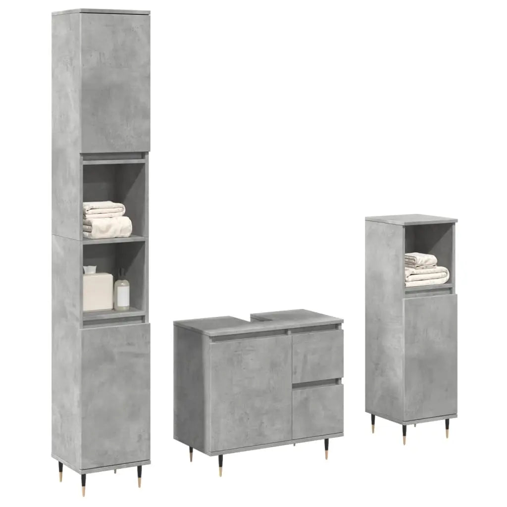Ensemble de meubles de salle de bain 3 pcs gris béton - XIOS