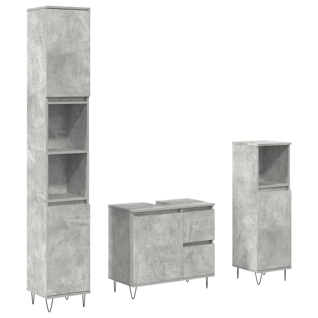 Ensemble de meubles de salle de bain 3 pcs gris béton