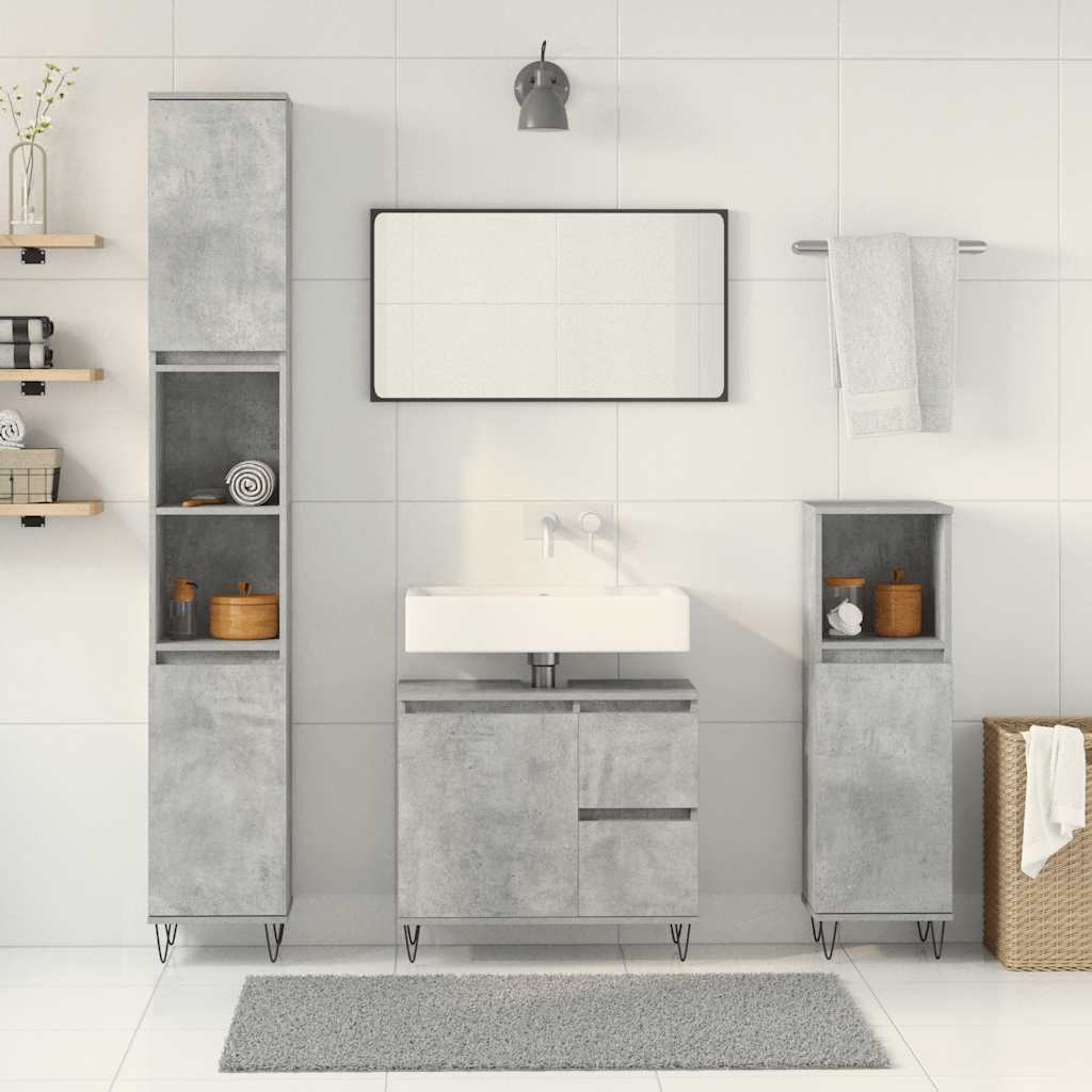 Ensemble de meubles de salle de bain 3 pcs gris béton