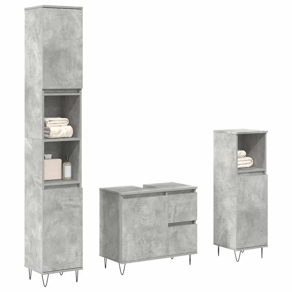 Ensemble de meubles de salle de bain 3 pcs gris béton - XIOS