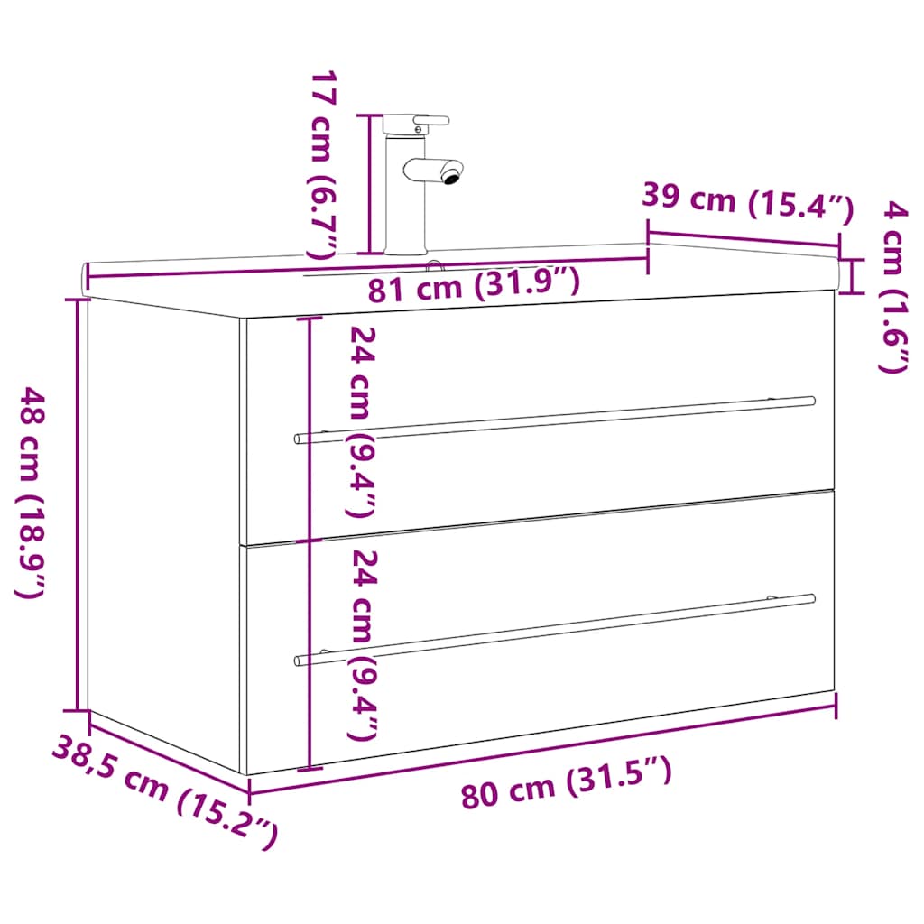 Ensemble de meubles de salle de bain 2 pcs chêne sonoma