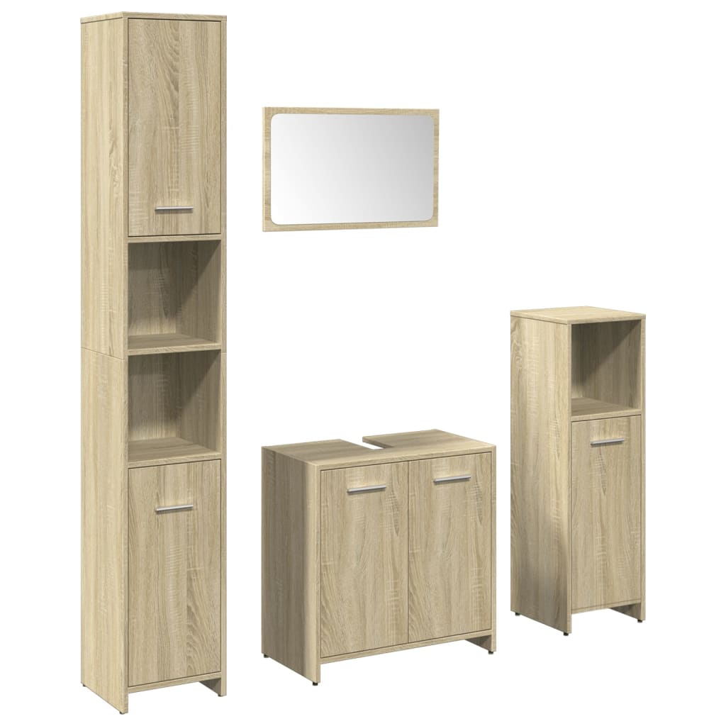 Ensemble de meubles de salle de bain 4 pcs chêne sonoma