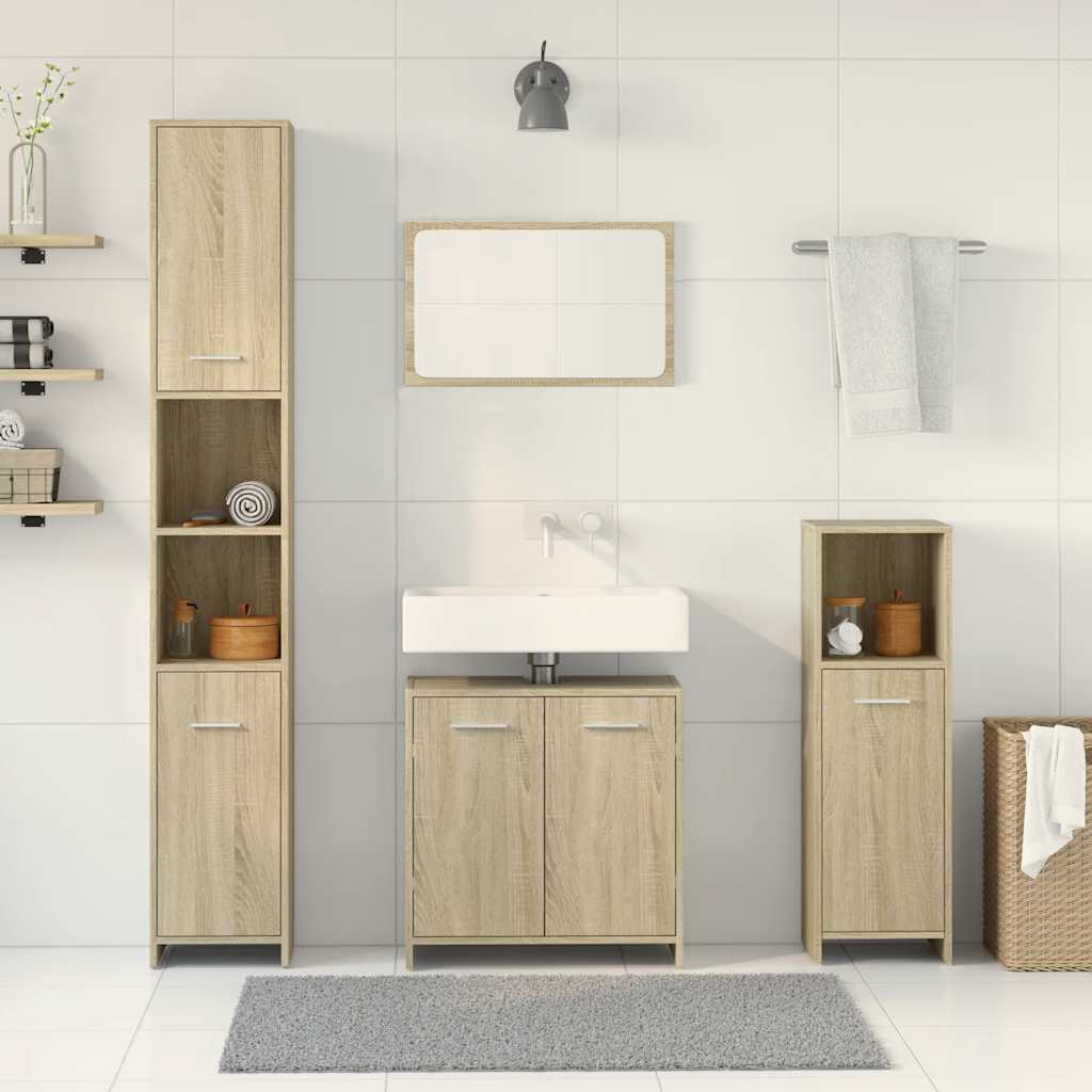 Ensemble de meubles de salle de bain 4 pcs chêne sonoma