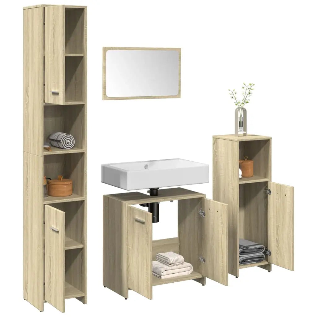 Ensemble de meubles de salle de bain 4 pcs chêne sonoma - XIOS
