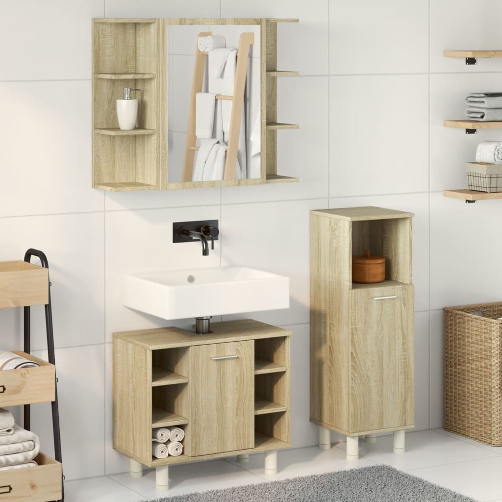 Ensemble de meubles de salle de bain 3 pcs chêne sonoma