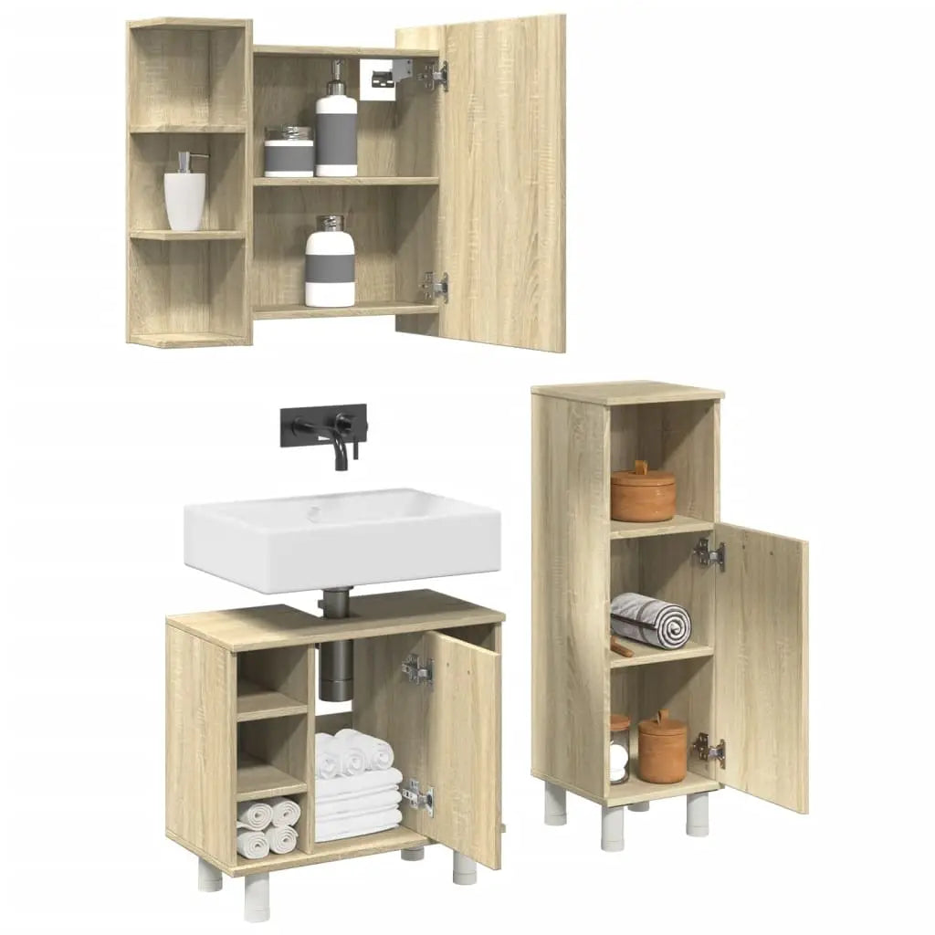 Ensemble de meubles de salle de bain 3 pcs chêne sonoma - XIOS