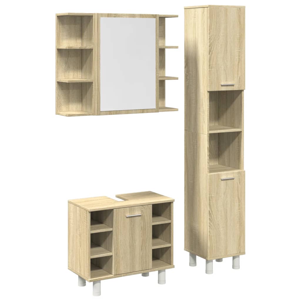 Ensemble de meubles de salle de bain 3 pcs chêne sonoma