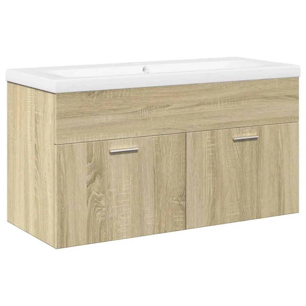 Armoire lavabo de salle de bain et bassin intégré chêne sonoma - XIOS