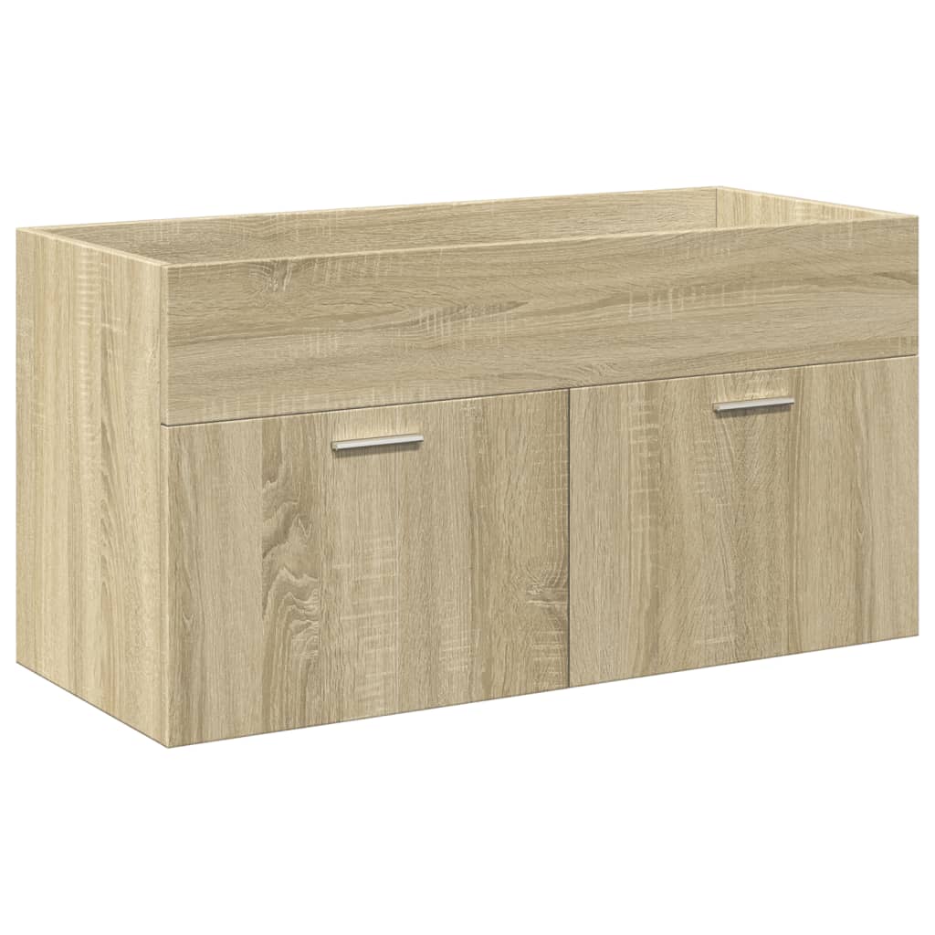Armoire lavabo de salle de bain et bassin intégré chêne sonoma