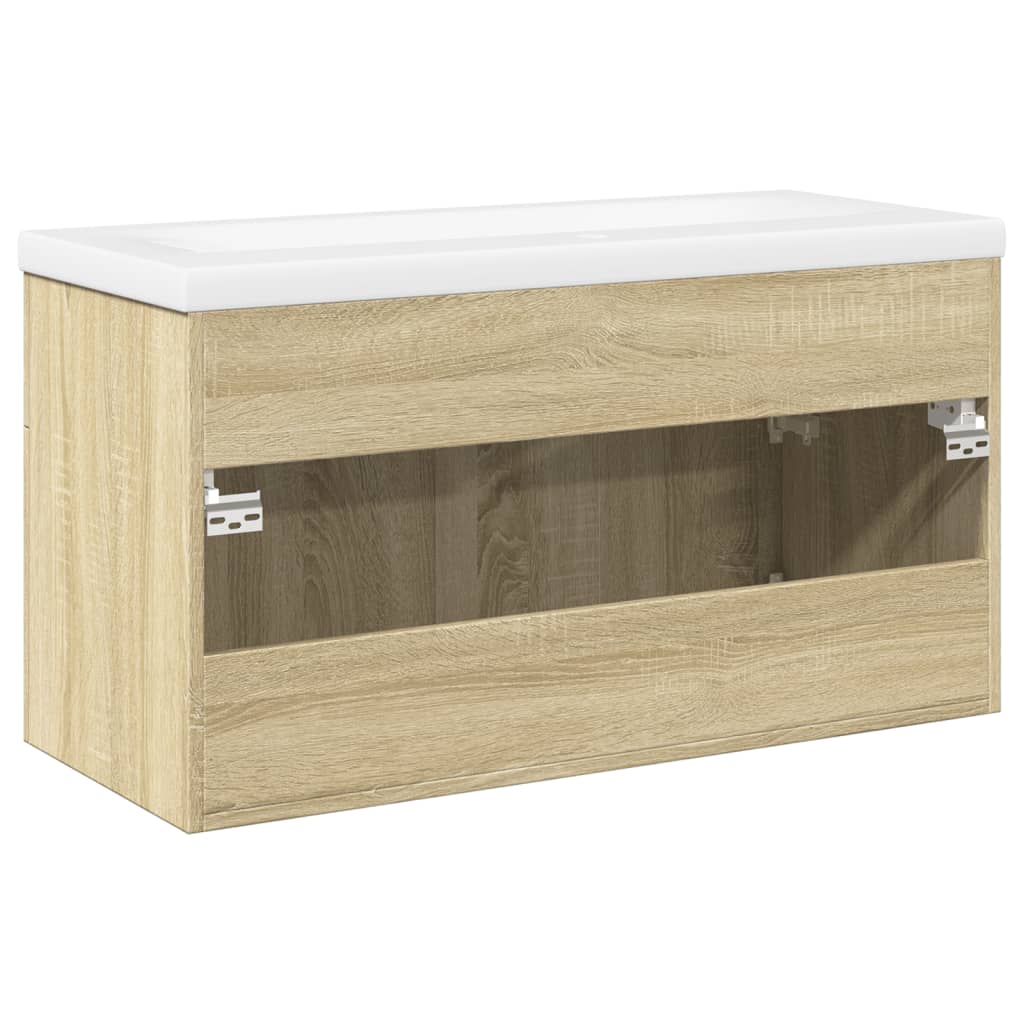 Armoire lavabo de salle de bain et bassin intégré chêne sonoma