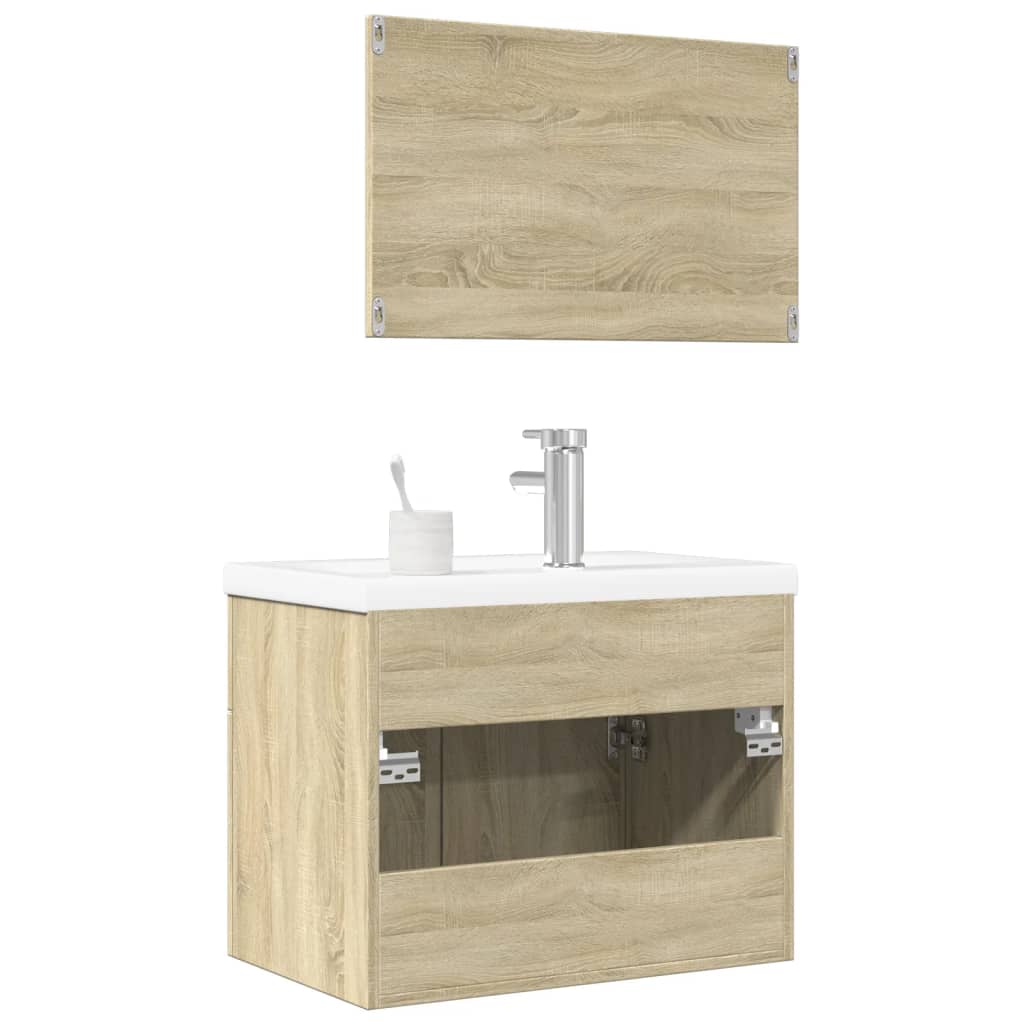 Ensemble de meubles de salle de bain 3 pcs chêne sonoma