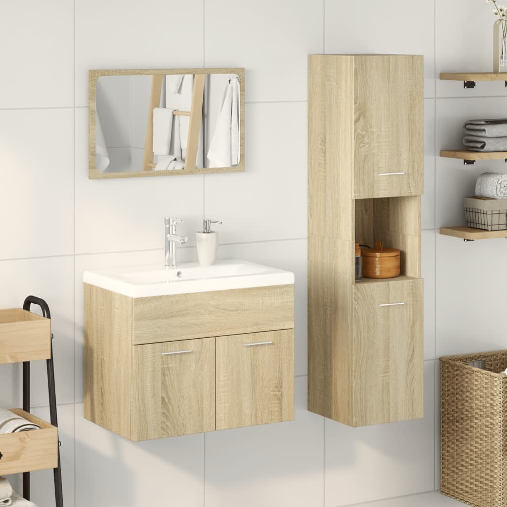 Ensemble de meubles de salle de bain 3 pcs chêne sonoma