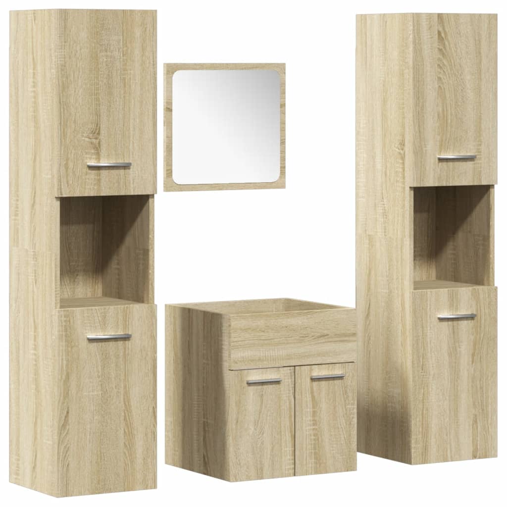 Ensemble de meubles de salle de bain 4 pcs chêne sonoma