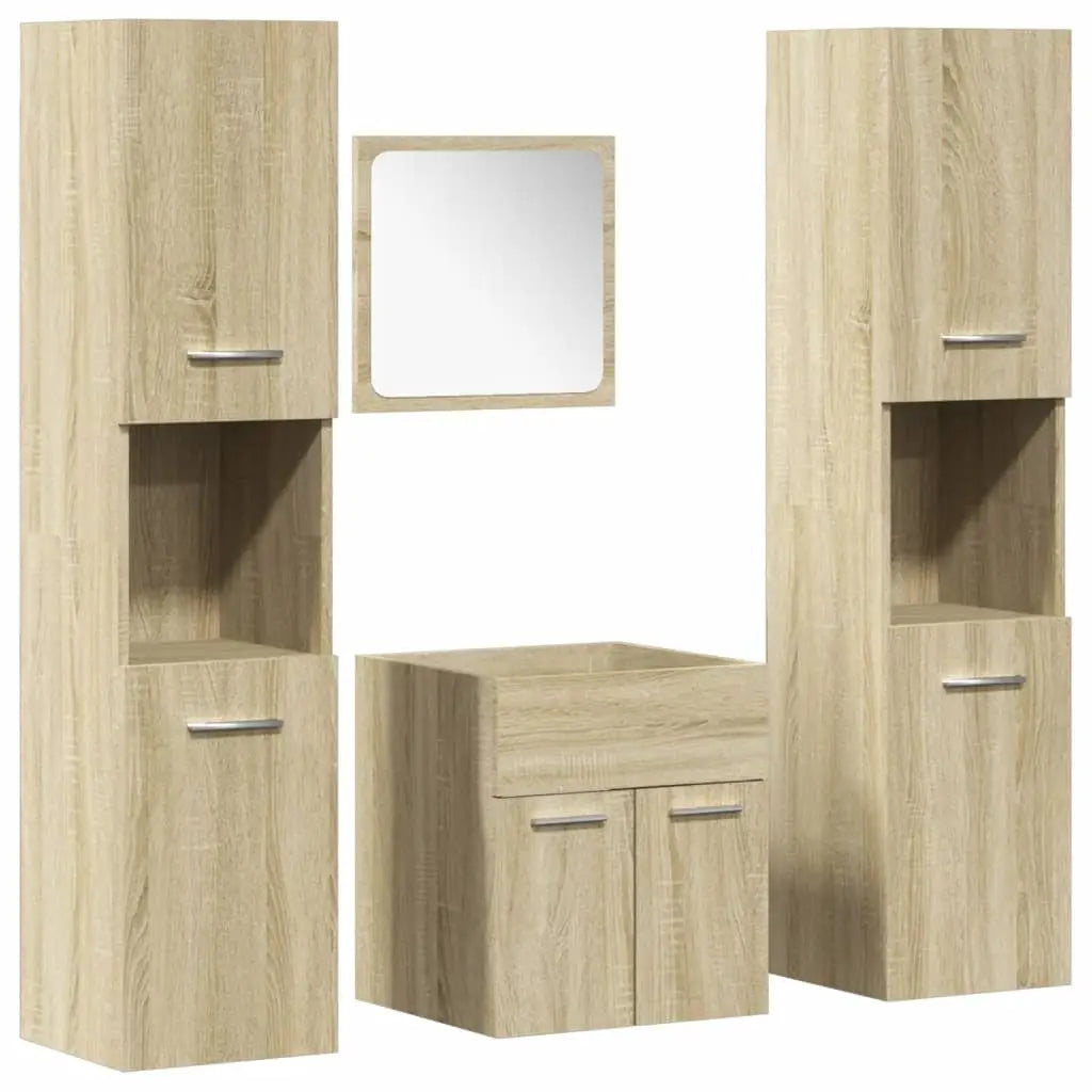 Ensemble de meubles de salle de bain 4 pcs chêne sonoma - XIOS