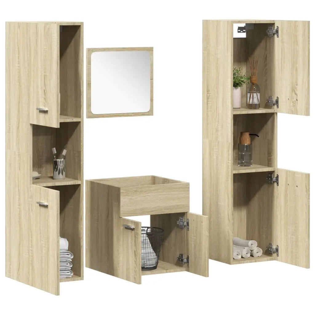 Ensemble de meubles de salle de bain 4 pcs chêne sonoma - XIOS