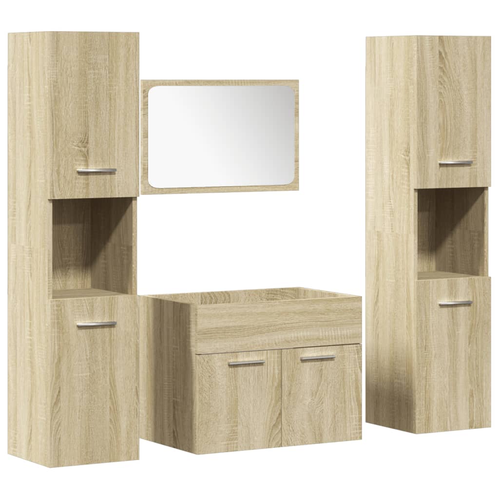 Ensemble de meubles de salle de bain 4 pcs chêne sonoma