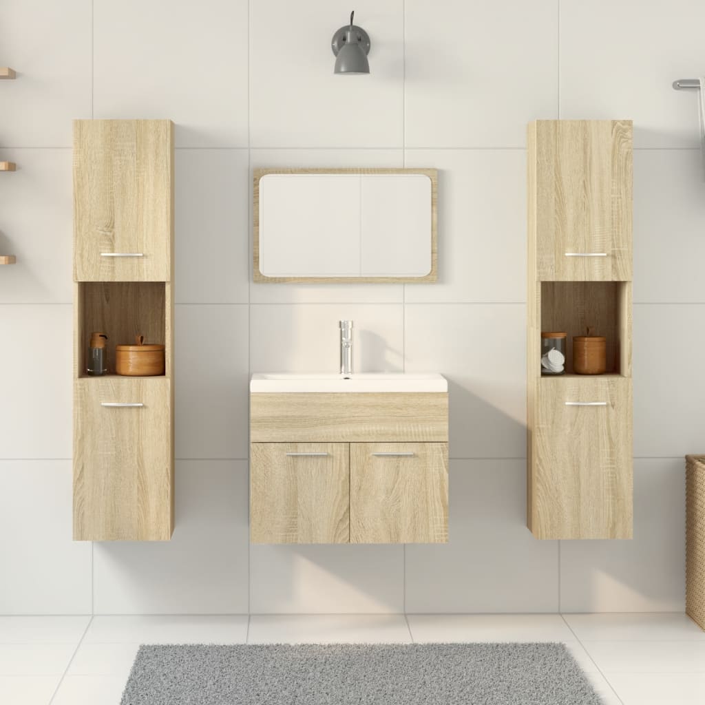 Ensemble de meubles de salle de bain 4 pcs chêne sonoma