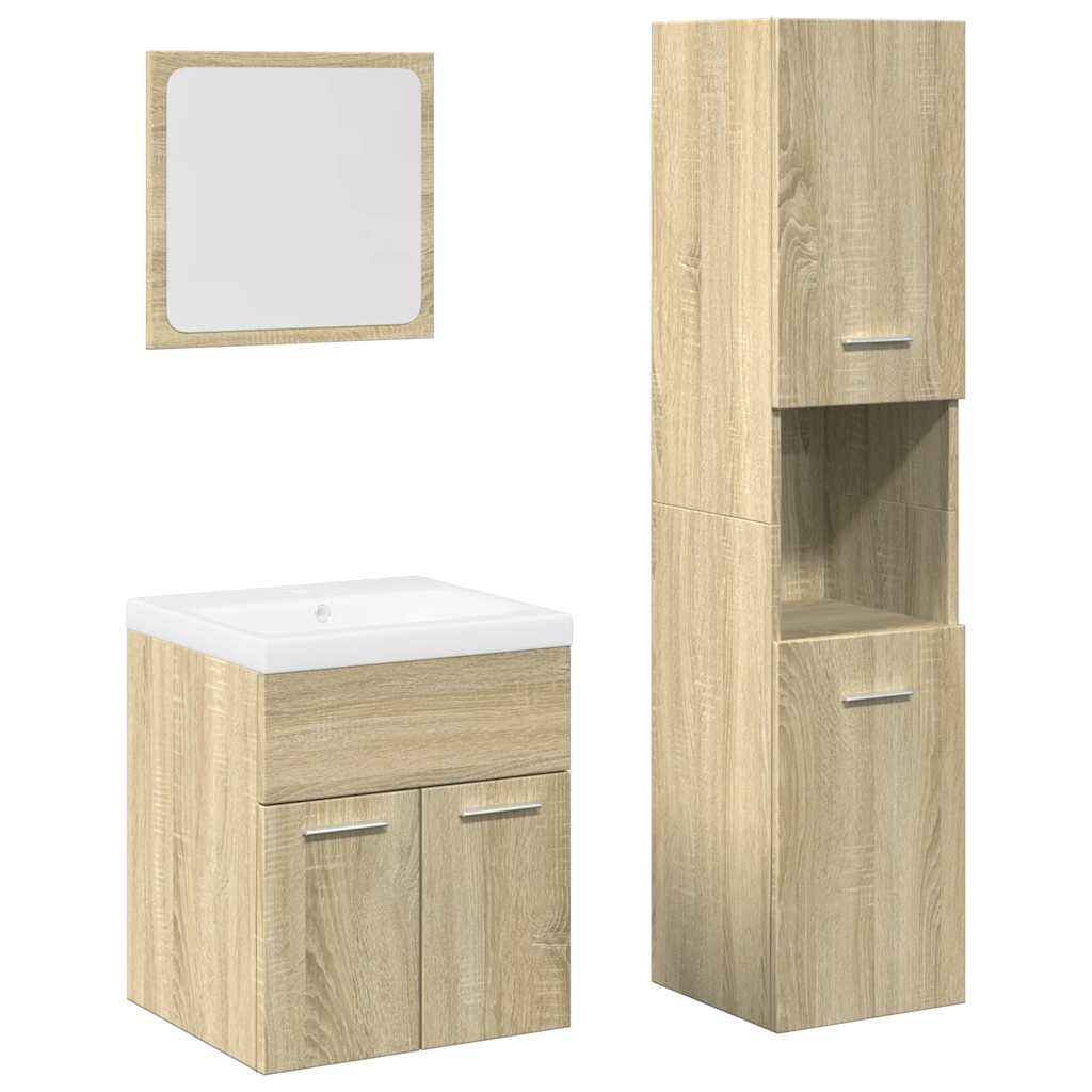 Ensemble de meubles de salle de bain 4 pcs chêne sonoma