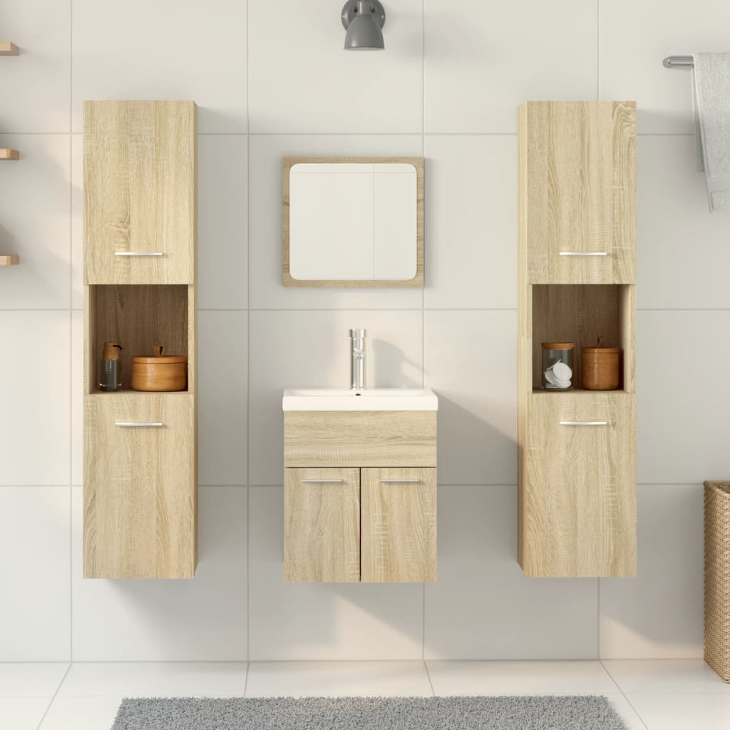 Ensemble de meubles de salle de bain 5 pcs chêne sonoma